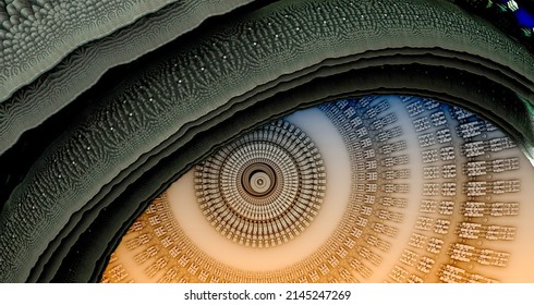 Abstract Computer generated Fractal design. 3D Aliens Illustration of a Beautiful infinite mathematical mandelbrot set fractal abstract eye background