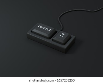 abstract computer keyboard control and z button black scene 3d rendering