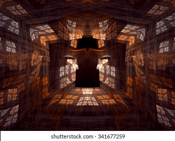 Abstract Computer-generated Image Mysterious Room, A Corridor Or Portal