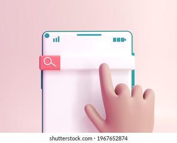 Abstract Concept Background Of Online Browser, Search Bar, Seo - 3d, Render. Minimal Design Of Search, Internet Marketing And Promotion With Copy Space For Text. Illustration In A Cartoon Style. 