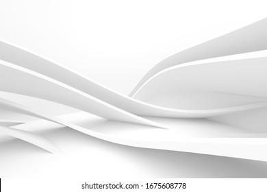 Abstrakter Concept-Hintergrund. Weiße futuristische Textur. Digitale 3D-Illustration