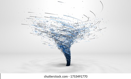 Abstract Concept Of A Hurricane Or Tornado Vortex Funnel Of Particles Of Dust, Debris, And Trails