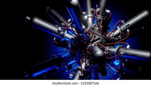 
Abstract concept of reactor. Background of fusion reactor. Reaction chamber. 3d illustration
