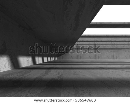 Abstract Concrete Architecture Background. Empty Dark Room. 3d Render Illustration