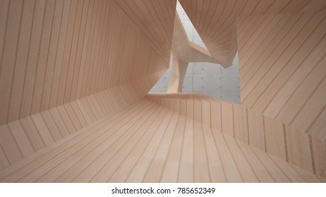 Abstract  concrete and wood interior multilevel public space with window. 3D illustration and rendering. - Shutterstock ID 785652349