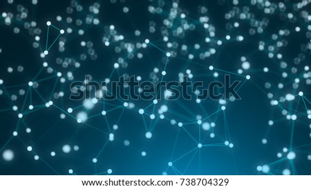 Abstract connection dots. Technology background. Digital drawing blue theme. Network concept 3d rendered