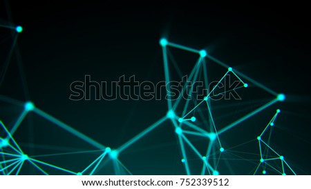 Abstract connection dots. Technology background. Digital drawing blue theme. Network concept 3d rendered