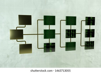 Abstract Connection Network 3d Illustration. Structure Of Network Topology. Data Processing.