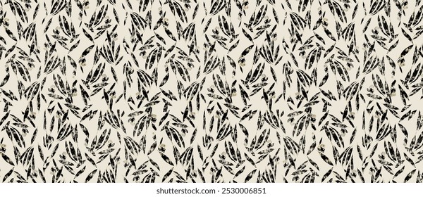Abstract contemporary seamless pattern.Hand-drawn leaf shape textures