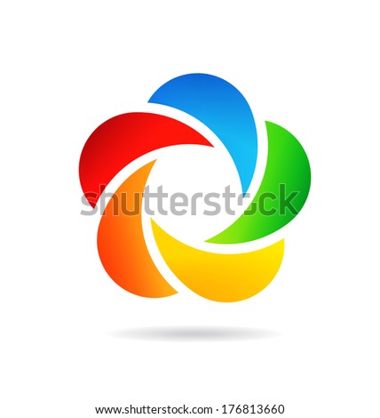 Abstract Corporate Teamwork moon shape Icon - 5 elements