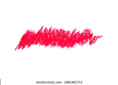 Abstract crayon on white background. Red crayon scribble texture. Wax pastel spot. It is a hand drawn