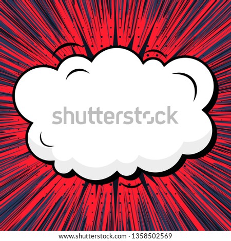 Abstract creative concept comic pop art style blank, layout template with clouds beams and isolated dots background. For sale banner, empty speech bubble set, illustration halftone book design.