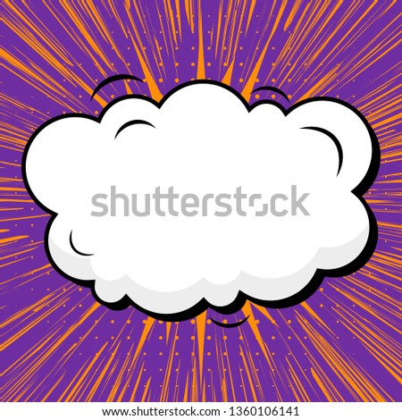 Abstract creative concept comic pop art style blank, layout template with clouds beams and isolated dots background. For sale banner, empty speech bubble set, illustration halftone book design.