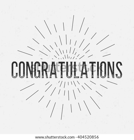 Abstract Creative concept design layout with text - congratulations. For web and mobile icon isolated on background, art template, retro elements, logo, identity, labels, badge, ink, tag, card