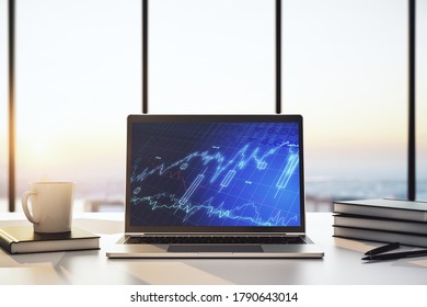 Abstract Creative Financial Diagram On Modern Computer Monitor, Banking And Accounting Concept. 3D Rendering