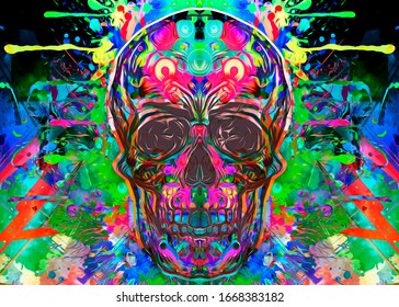 Abstract Creative Illustration With Colorful Skull 