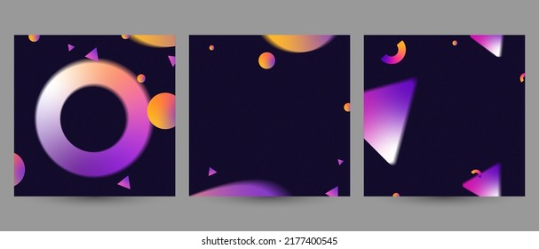 Abstract Creative Three Dimensional Background Template For Instagram Social Media Post. Concept Of Digital  Technology, Hi Tech, Cosmos Space. Futuristic Colorful Geometric Shape Illustration. 