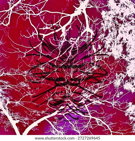 Abstract creature form with branching shadow digitally enhanced illustration printable download wall decor poster 