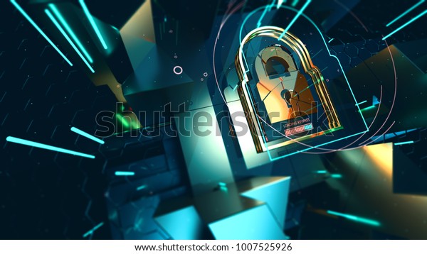 グローバルネットワークの背景に抽象的な暗号化サイバーセキュリティーテクノロジー デジタルテーマ 3dイラスト のイラスト素材