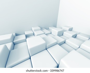 Abstract Cube Blocks Architecture Background. 3d Render Illustration