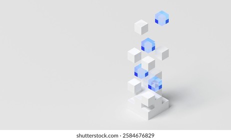 Abstract cubes. Floating. 3d illustration.