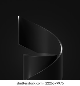 Abstract curve black podium 3d background of luxury presentation product stage studio premium display or empty elegant pedestal show stand and blank showcase platform object banner showroom backdrop. - Powered by Shutterstock