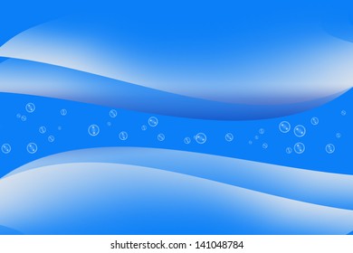 abstract curve and bubble with soft blue background