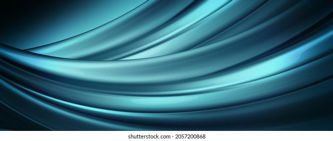 Abstract Curved Blue Metallic Chrome Wave Fold In High Resolution Background Wallpaper