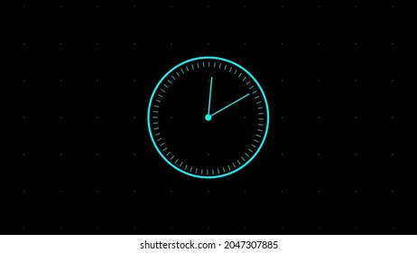 Abstract Cyan 4k Clock Image. Wall Clock Show The Running Time. Time Lapse On A Modern Wall Clock.