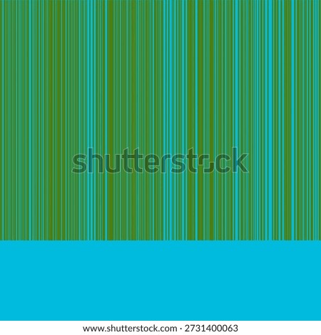 Abstract Cyan Vertical Stripe Pattern with Olive Green on Cyan Background