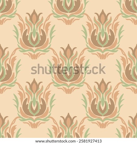 Abstract damask seamless pattern, drawing