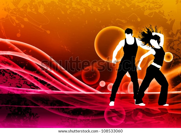 Abstract dance\
zumba fitness background with\
space