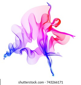 Abstract dancer, woman silhouette over white, modern illustration