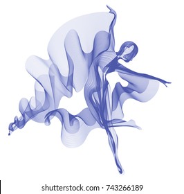Abstract dancer, woman silhouette over white, modern illustration