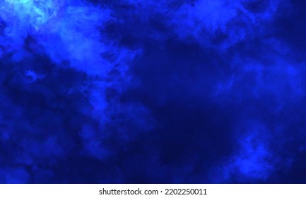 Abstract Dark Background. Blue Smoke. Science Experiment Concept.