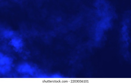 Abstract Dark Background. Blue Smoke. Science Experiment Concept.