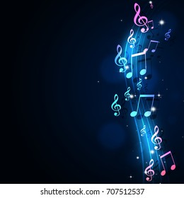 Bright Blue Background Music Notes Lights Stock Illustration 1409593385