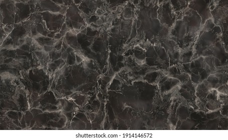 Abstract Dark Brown Marble Pattern With Grey Inclusions. Fluid Art Ceramic Textured Design.	