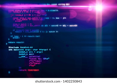 Abstract dark coding texture with text. Programming and future concept. 3D Rendering 