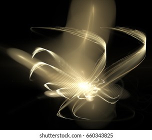 Abstract dark fractal background. Power lines. Luminous whirlwind