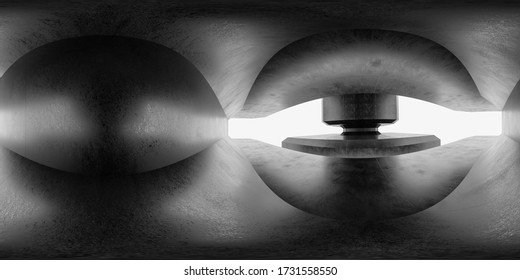 abstract dark full 360 degree equirectangular panorama hdri of grunge concrete building 3d render illustration