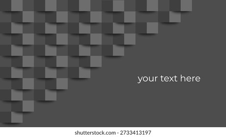 Abstract dark gray 3d cube pattern background with text space- A sophisticated dark gray background for business company cards