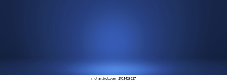 Abstract Dark Navy Blue Color And Gradient White Light Paper Background In Studio Table Backdrops Display Product Photography. Empty Room. Blur 3D Render Stage Grayed Texture Bacground Pattern.