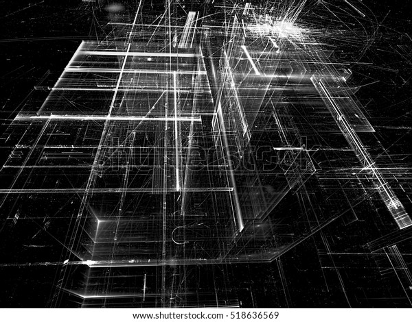 Abstract Dark Tech Background Fractal Art Stock Illustration 518636569 ...