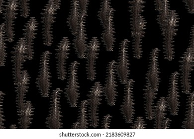 Abstract Dark Worm Seamless Pattern 3D Illustration Background