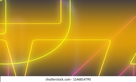 Abstract dark yellow pink   green neon light gradient background 3d render illustration 