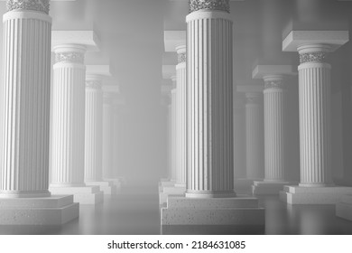 Abstract Decor With Greek Columns. 3d Rendering