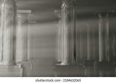 Abstract Decor With Greek Columns. 3d Rendering