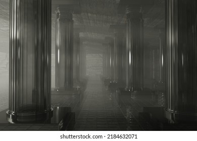 Abstract Decor With Greek Columns. 3d Rendering