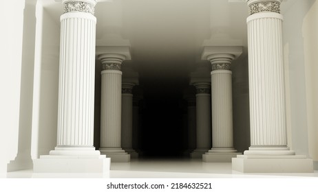 Abstract Decor With Greek Columns. 3d Rendering